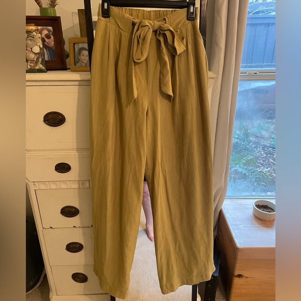 High Rise Olive Green Palazzo Pants